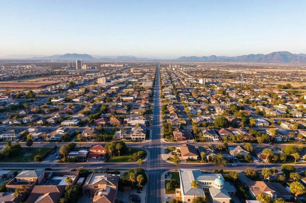 Aerial view of Orange County neighborhoods served by GoldenCoast Dumpster Rental